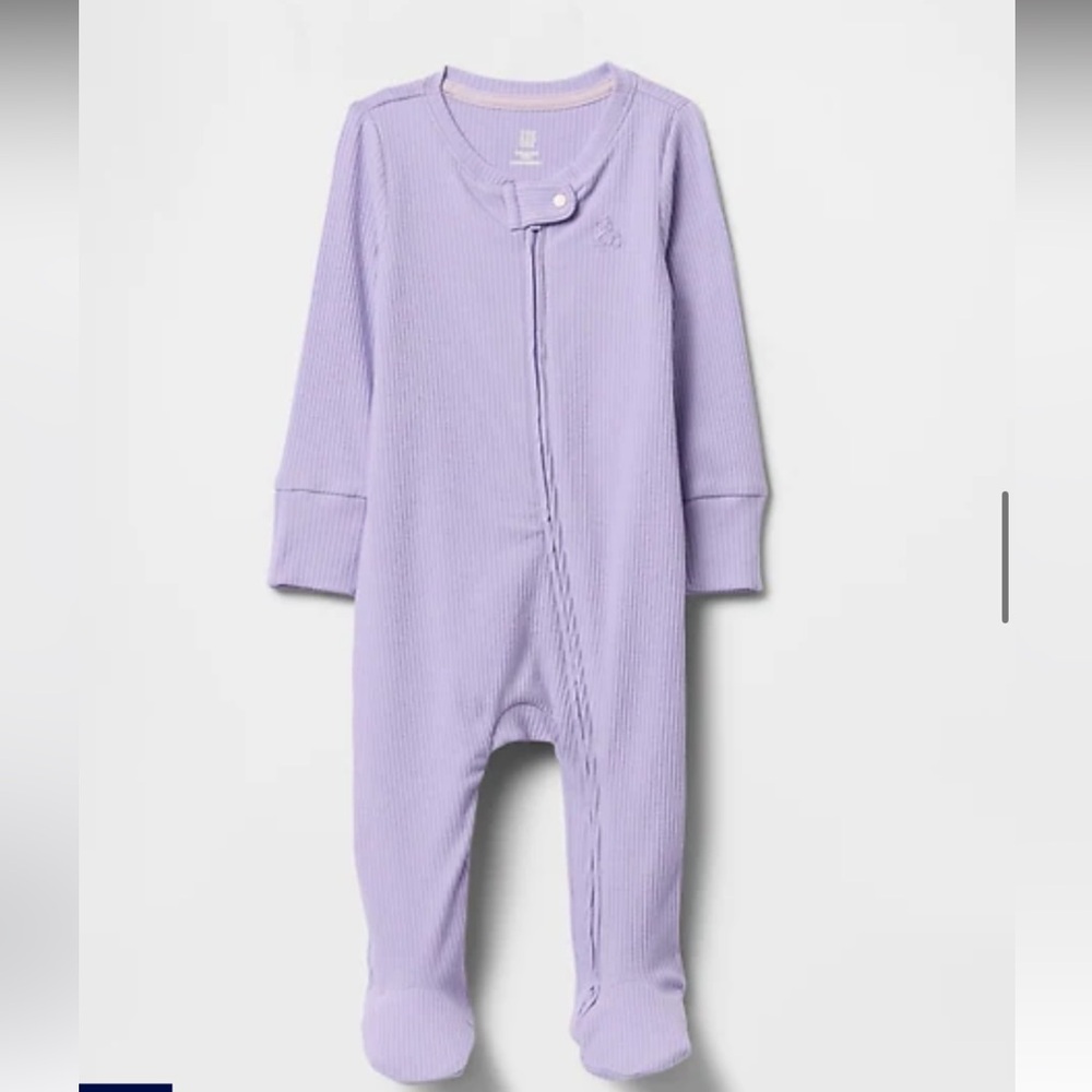 GAP Baby First Favorites Footed One-Piece Warm‎ Violet Ribbed NWT 0-3M Zipper